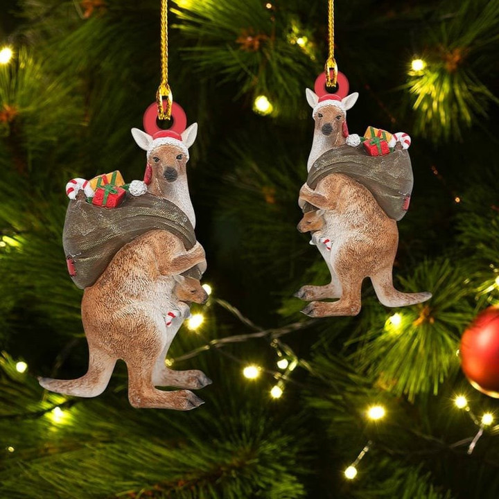 Christmas Kangaroo Custom Shaped Acrylic Ornament for Kangaroo Lovers