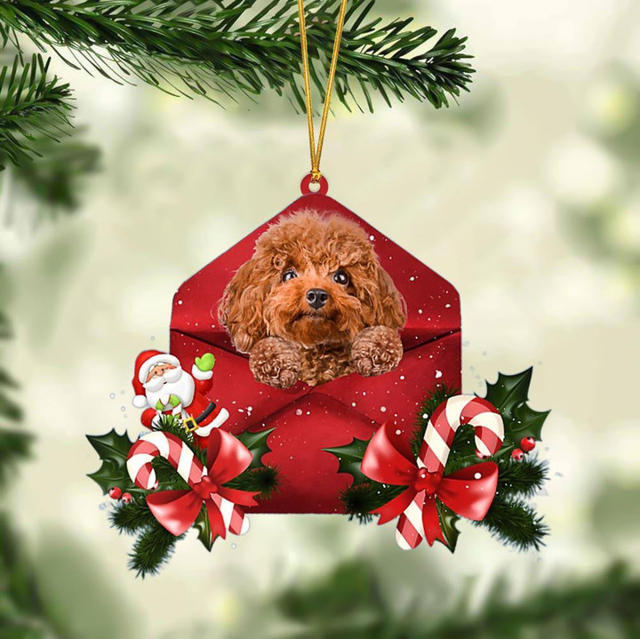 Poodle Christmas Letter Shaped Ornament , Acrylic Dog Christmas Ornament Xmas Dog Gifts