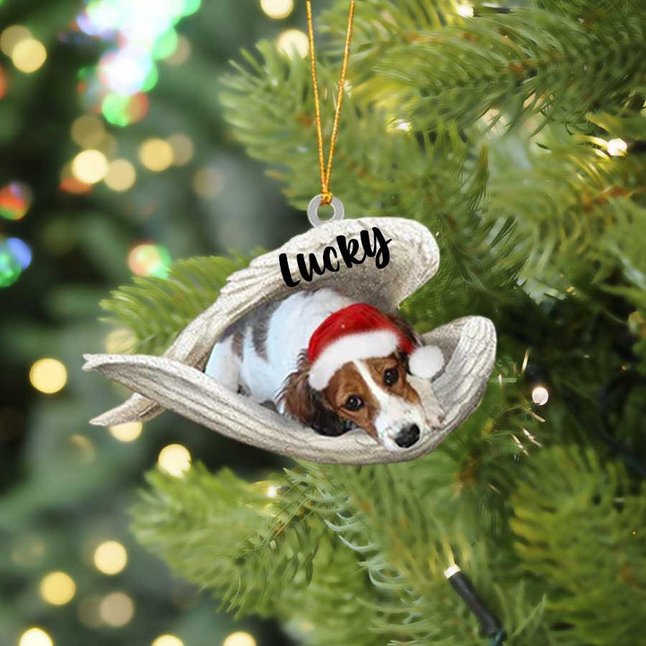 Personalized Kooikerhondje Sleeping Angel Christmas Flat Acrylic Dog Ornament Memorial Dog Gift