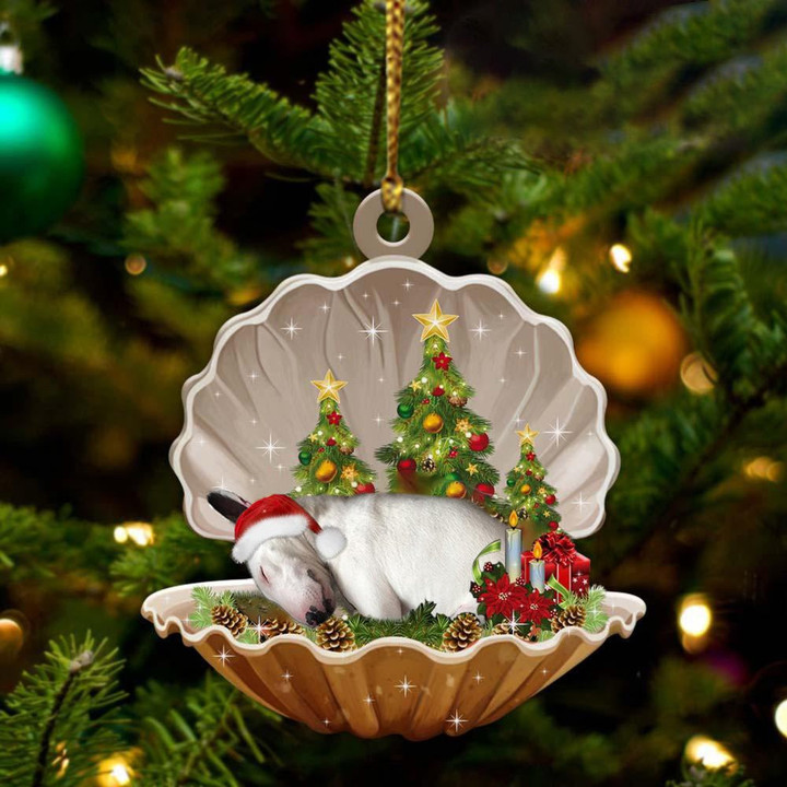 Bull Terrier  Sleeping in Pearl Dog Christmas Ornament Flat Acrylic