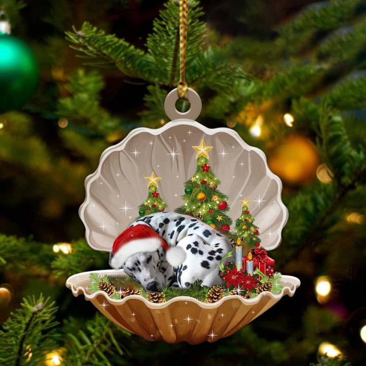 Dalmatian  Sleeping in Pearl Dog Christmas Ornament Flat Acrylic