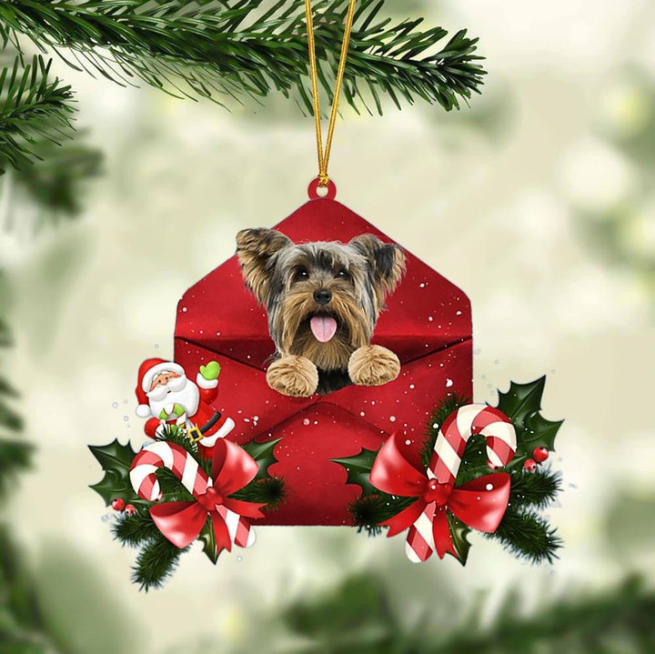Yorkshire Terrier Christmas Letter Shaped Ornament , Acrylic Dog Christmas Ornament Xmas Dog Gifts