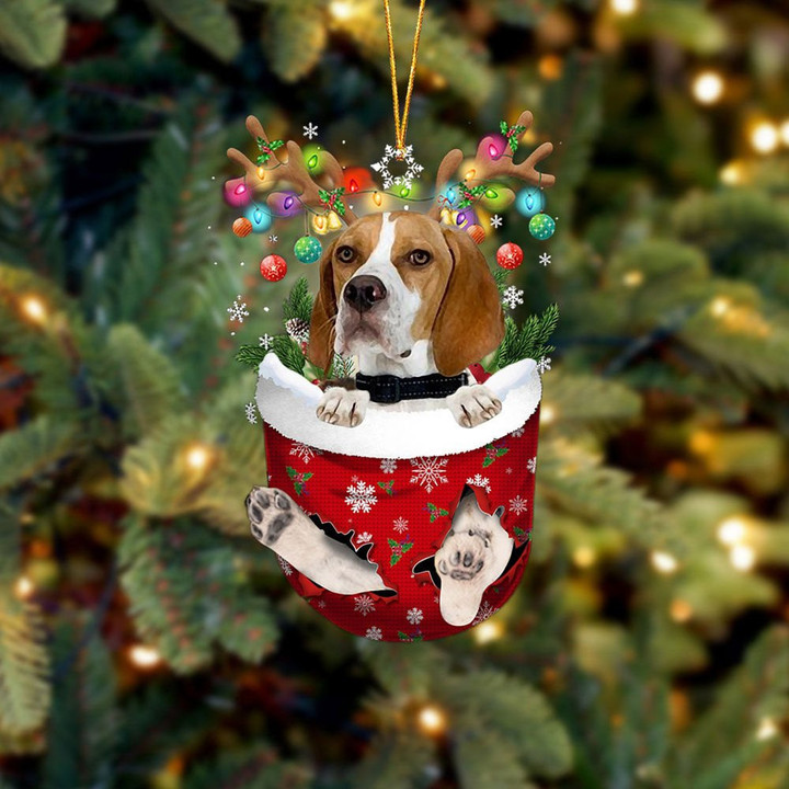 English Pointer In Snow Pocket Christmas Ornament Flat Acrylic Dog Ornament
