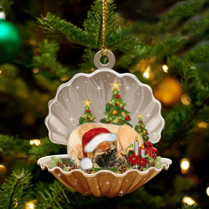 English Mastiff3  Sleeping in Pearl Dog Christmas Ornament Flat Acrylic