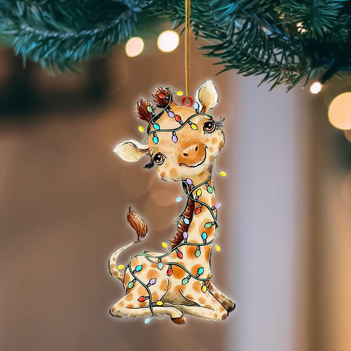 Giraffe Christmas Light Flat Acrylic Hanging Ornament Animals Shaped