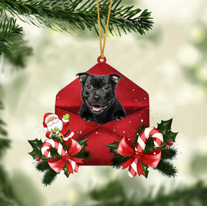 Staffordshire Bull Terrier Christmas Letter Shaped Ornament , Acrylic Dog Christmas Ornament Xmas Dog Gifts