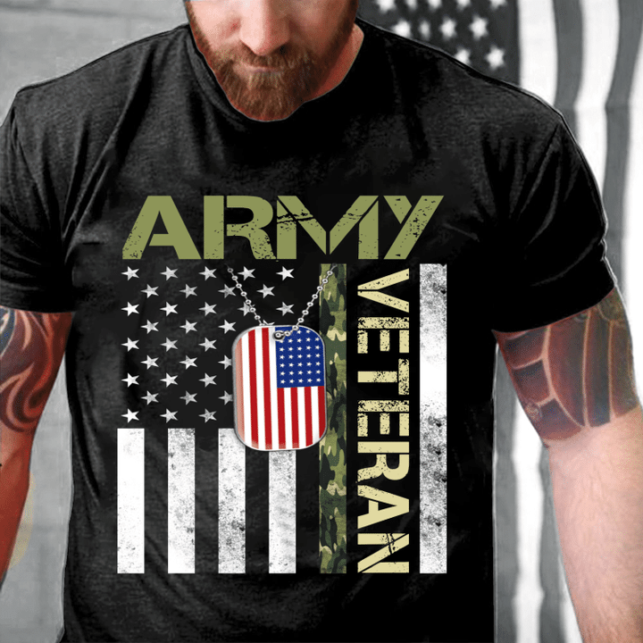 Army Veteran Shirt - American Flag Camo Proud Us Army Veteran T-Shirt - ATMTEE