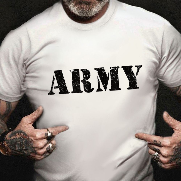 Army T-Shirt Mens Proud US Army Shirt Served In Military Veterans Day Gift For Boyfriend
