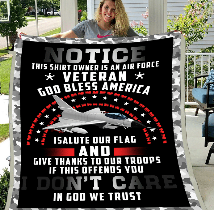 Air Force Veteran - Veteran Blanket, Air Force, Us Veteran, Quotes Blanket ATM-AFBL4 Fleece Blanket - ATMTEE