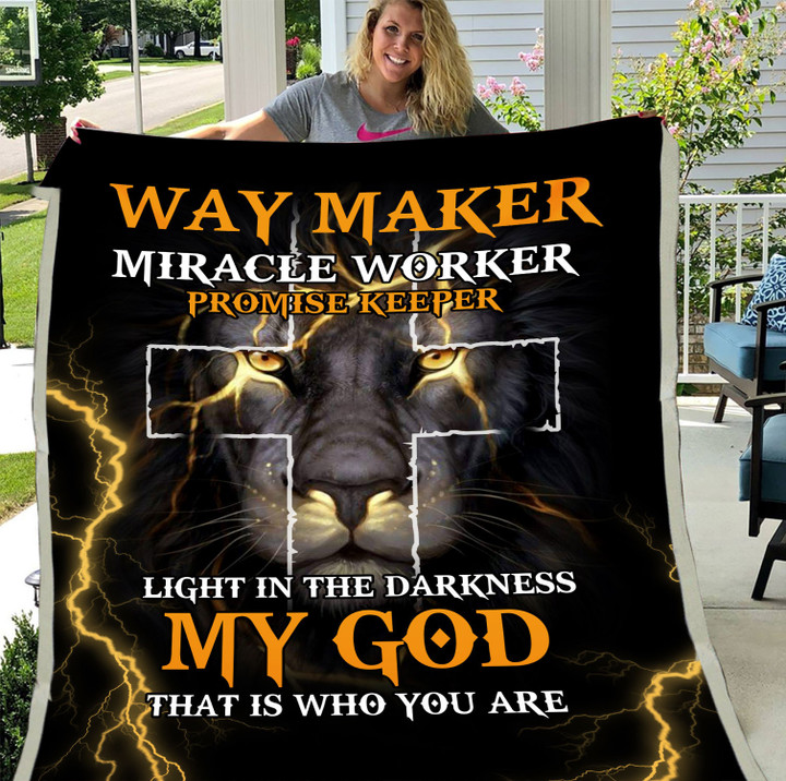 Christian Blanket Jesus Gift Way Maker Miracle Worker Promise Keeper Christian Lion Fleece Blanket