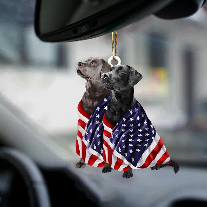 Black And Silver Labrador Retriever American Patriot Flag YC2012505CL Ornaments