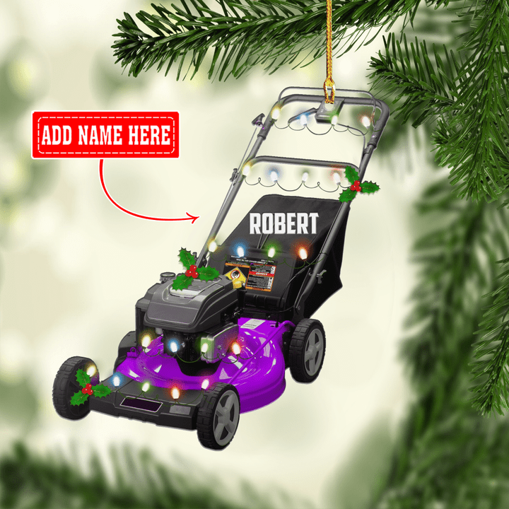 Personalized Purple Lawn Mower Christmas NI1012007XB Ornaments