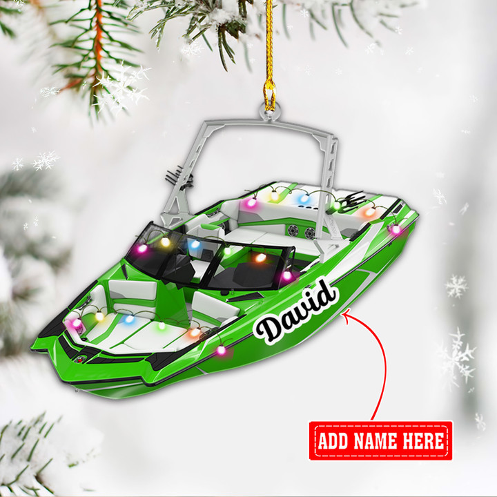 Personalized Green Wakeboarding Boat NI0712005YR Ornaments