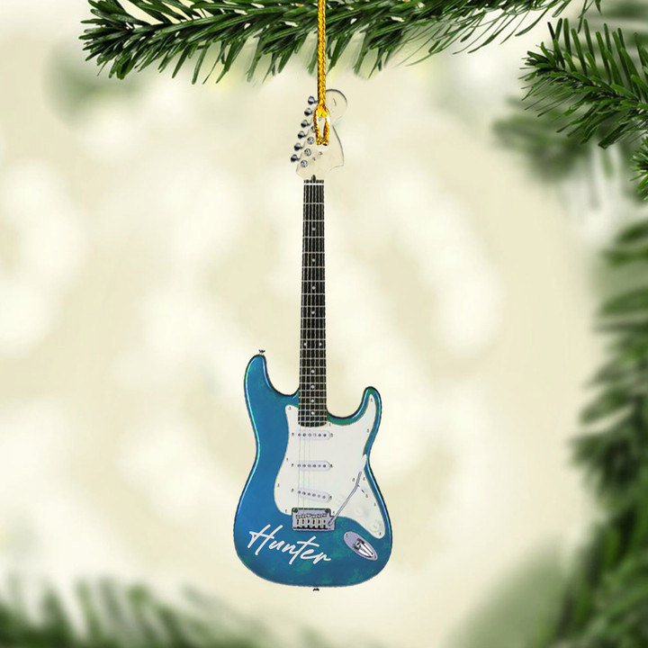 Personalized Light Blue Electric Guitar NI1711007XR Ornaments, 2D Flat Ornament