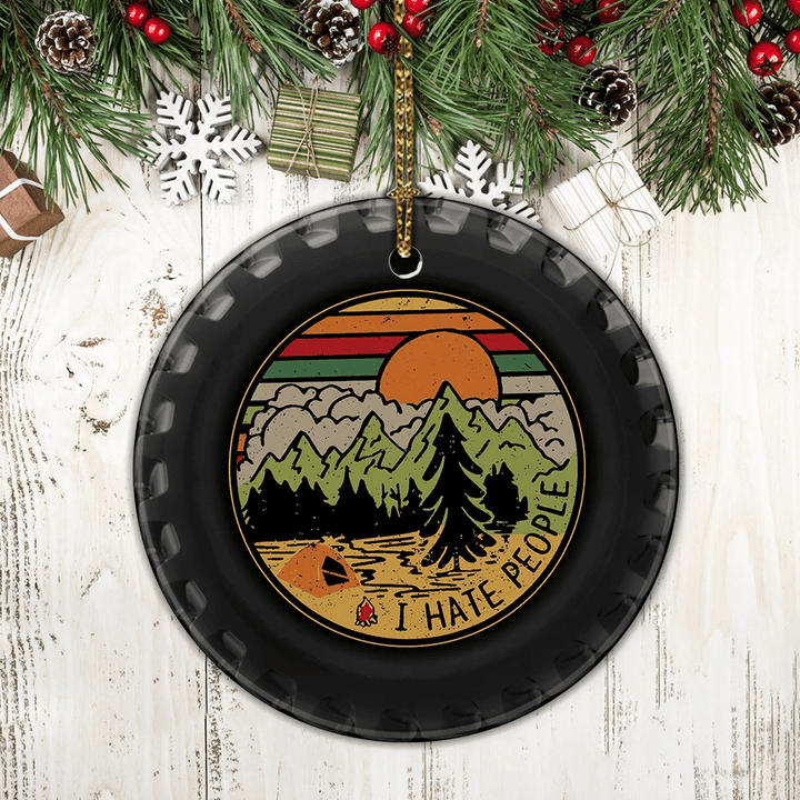 I Hate People Campervan Tire YC0711661CL Ornaments, 2D Flat Ornament