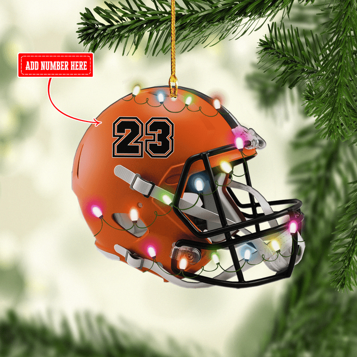 Personalized Orange American Football XS0611016XB Ornaments, 2D Flat Ornament