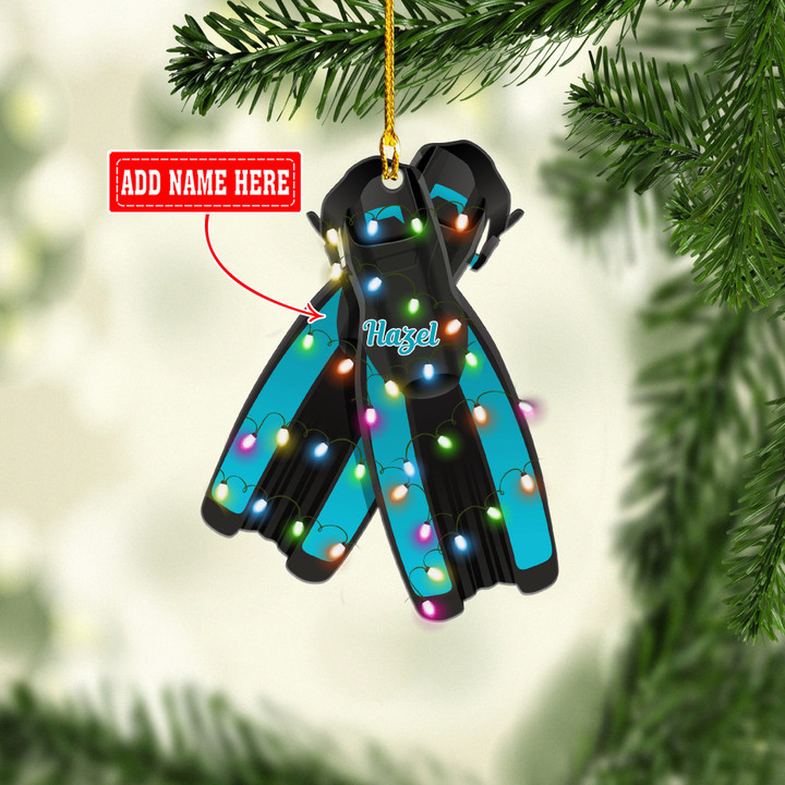 Personalized Scuba Diving Blue And Black Flippers NI1111025YC Ornaments