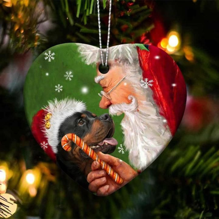 Dog Happy Heart Merry Christmas Rottweiler YC0611450CL Ornaments