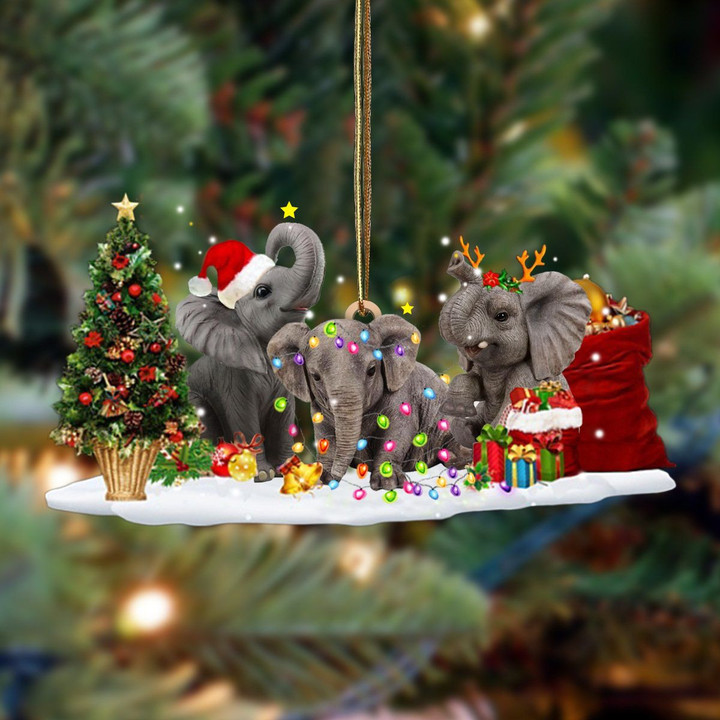 Elephant Christmas YW0511052CL Ornaments, 2D Flat Ornament