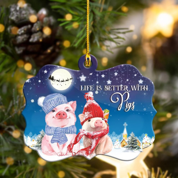 Pig Christmas YC0611252CL Ornaments, 2D Flat Ornament