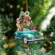 Dachshunds Christmas Car XR1111006CL Ornaments, 2D Flat Ornament
