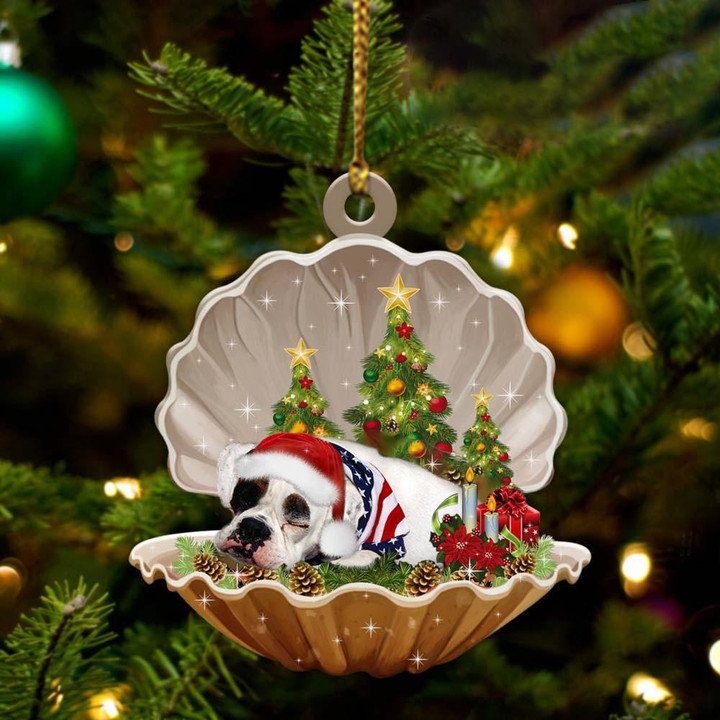 American Bulldog Sleeping Pearl In Christmas YC0711064CL Ornaments, 2D Flat Ornament