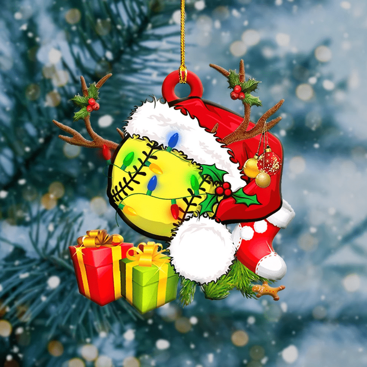 Softball Light Christmas YC0611335CL Ornaments, 2D Flat Ornament