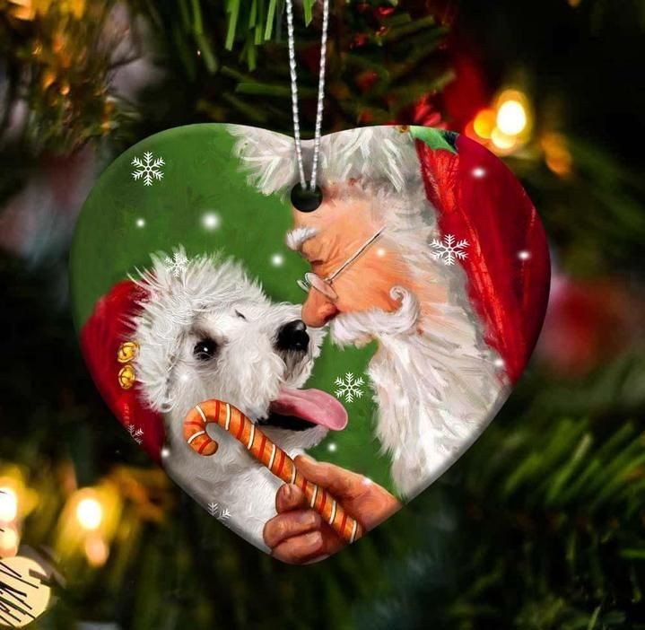Dog Happy Heart Merry Christmas Bichon YC0611553CL Ornaments, 2D Flat Ornament