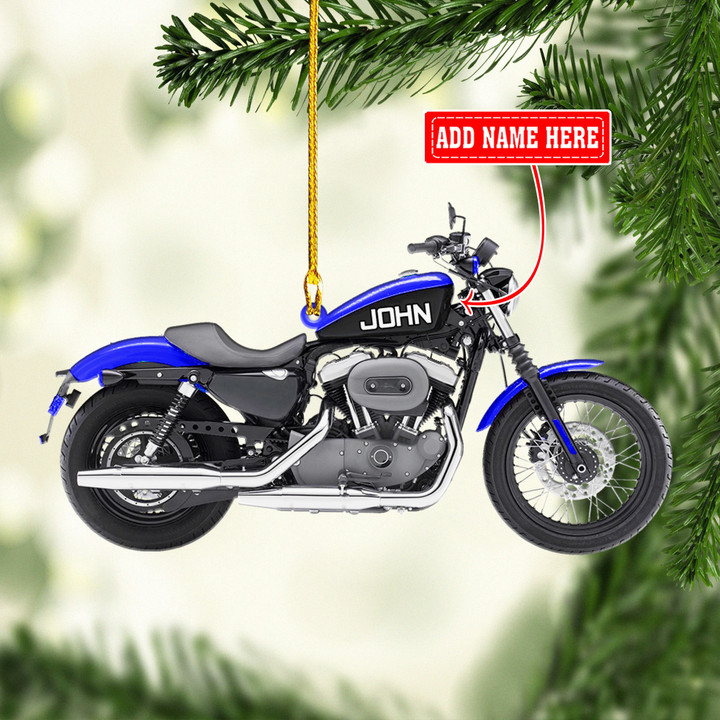 Personalized Blue Motorcycle NI3011007YR Ornaments