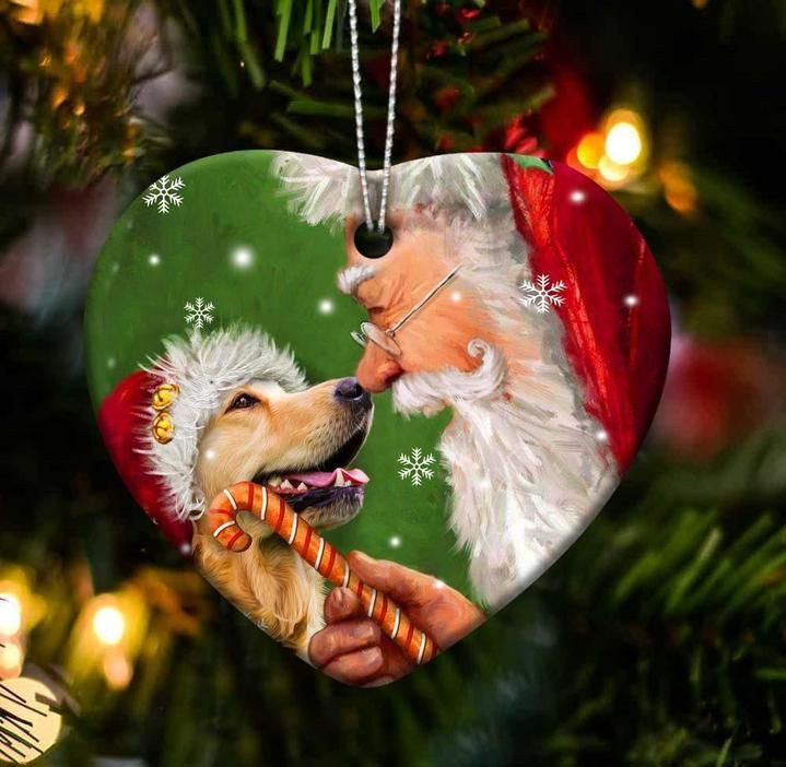 Dog Happy Heart Merry Christmas Golden Retriever YC0611601CL Ornaments