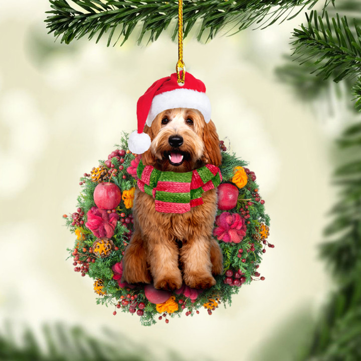 Labradoodle Christmas Wreath NI0212011XR Ornaments, 2D Flat Ornament