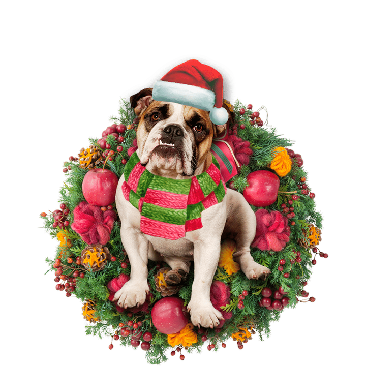 English Bulldog Christmas YC0811570CL Ornaments, 2D Flat Ornament