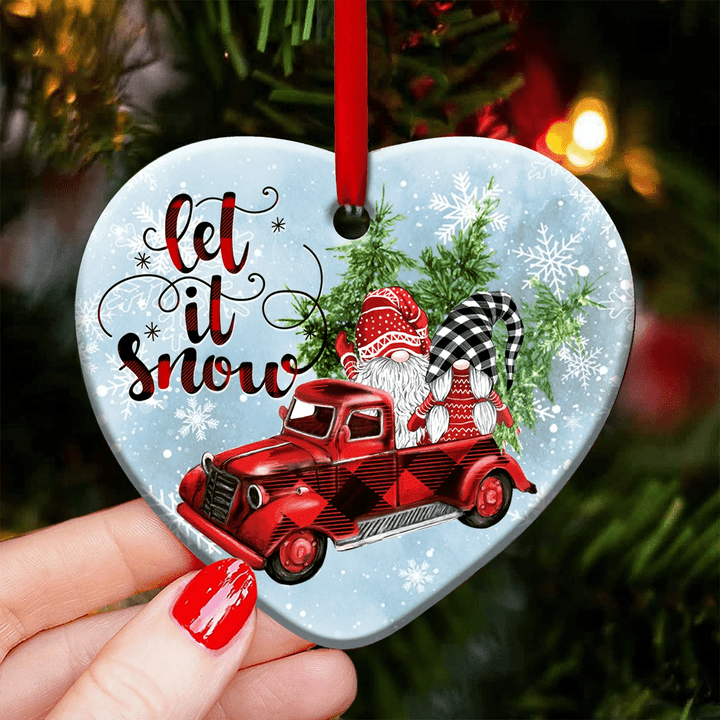 Gnome Red Truck Let It Snow YC0711842CL Ornaments, 2D Flat Ornament