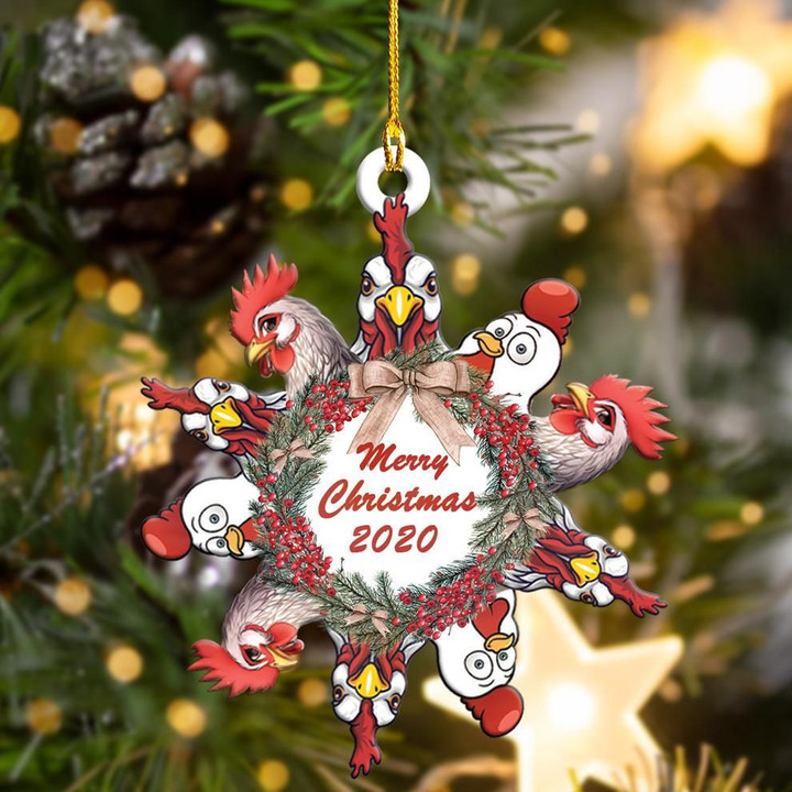Chicken Merry Christmas YC0611354CL Ornaments, 2D Flat Ornament