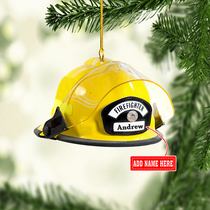 Personalized Firefighter Helmet NI2411012YC Ornaments, 2D Flat Ornament