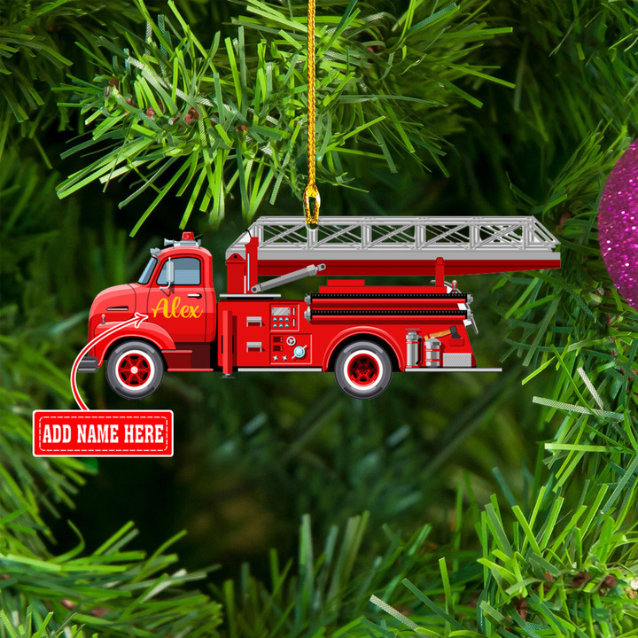 Personalized Fire Truck NI2511017YC Ornaments, 2D Flat Ornament