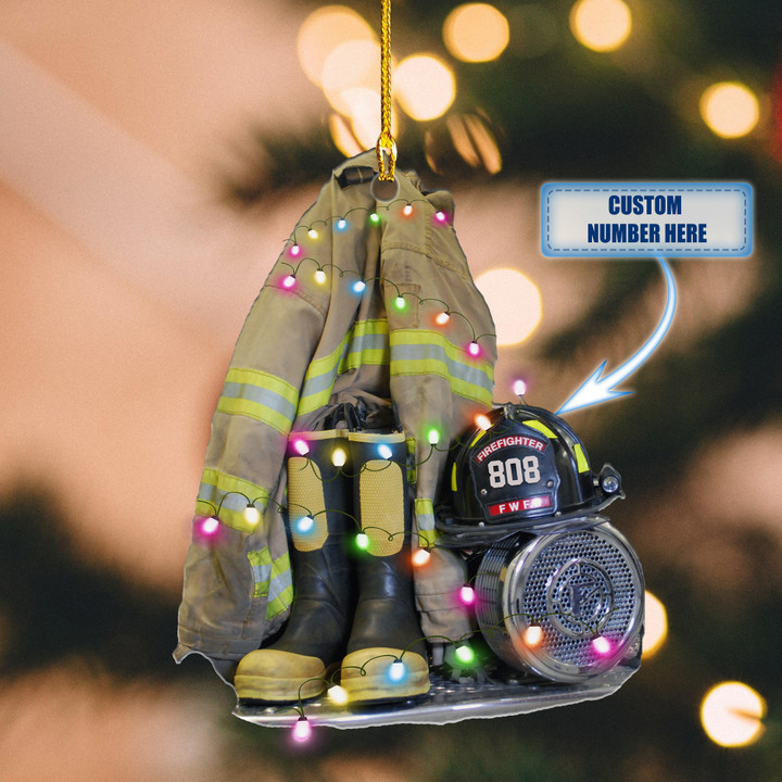 Personalized Firefighter Shirt Christmas XS041110YJ Ornaments, 2D Flat Ornament
