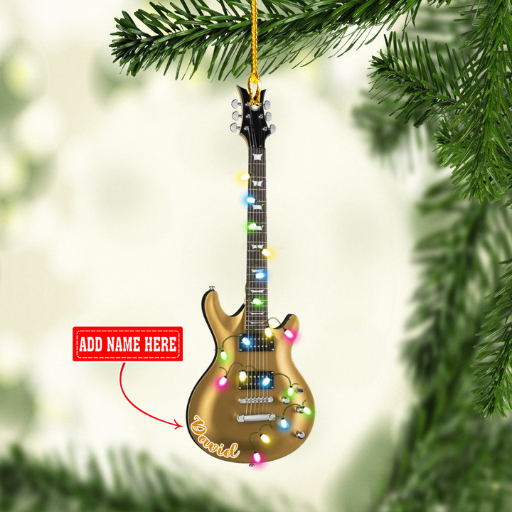 Personalized Yellow Guitar NI0212038YC Ornaments, 2D Flat Ornament