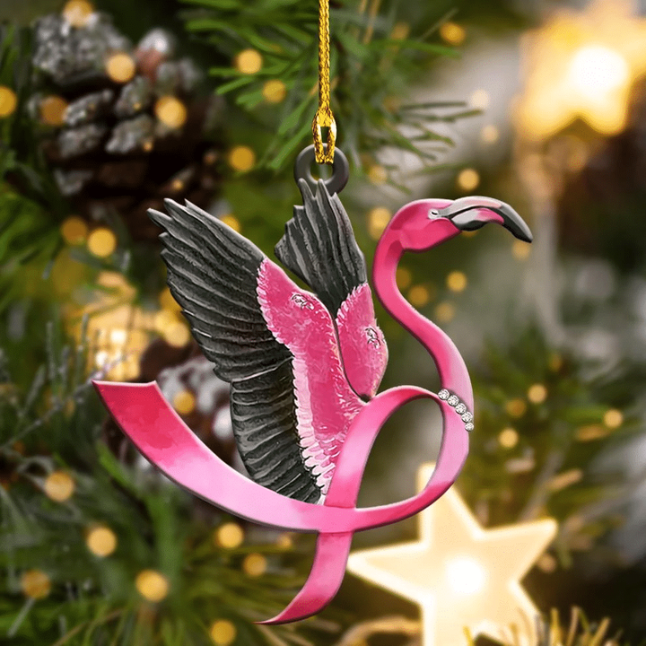 Breast Cancer Flamingo YC0611073CL Ornaments, 2D Flat Ornament