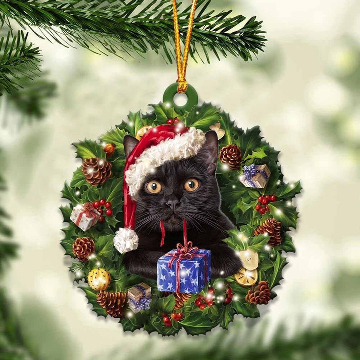 Black Cat And Gift Merry Christmas YC0611392CL Ornaments
