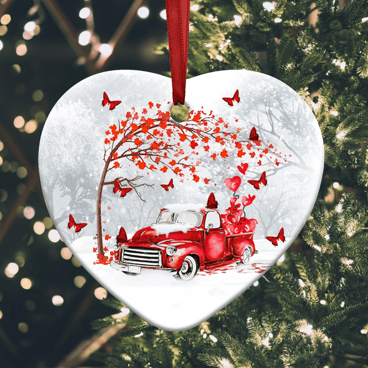 Butterfly Christmas Red Truck YC0711857CL Ornaments