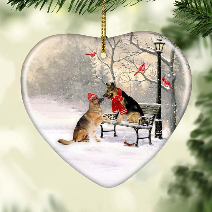 German Shepherd Winter On A Date Heart YC0611670CL Ornaments, 2D Flat Ornament