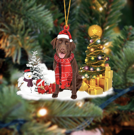 Chocolate Labrador Retriever Christmas YC0811346CL Ornaments, 2D Flat Ornament