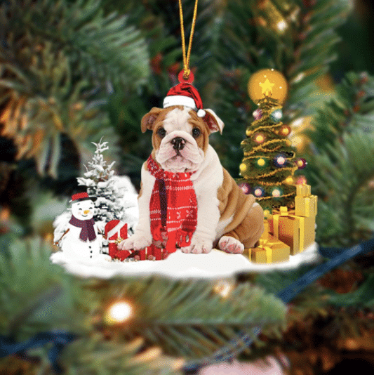 English Bulldog Christmas YC0811440CL Ornaments, 2D Flat Ornament