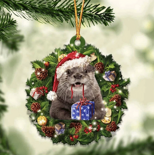 Otter Christmas YC0811273CL Ornaments, 2D Flat Ornament