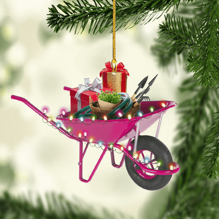 Pink Garden Wheelbarrow NI0212005XB Ornaments, 2D Flat Ornament