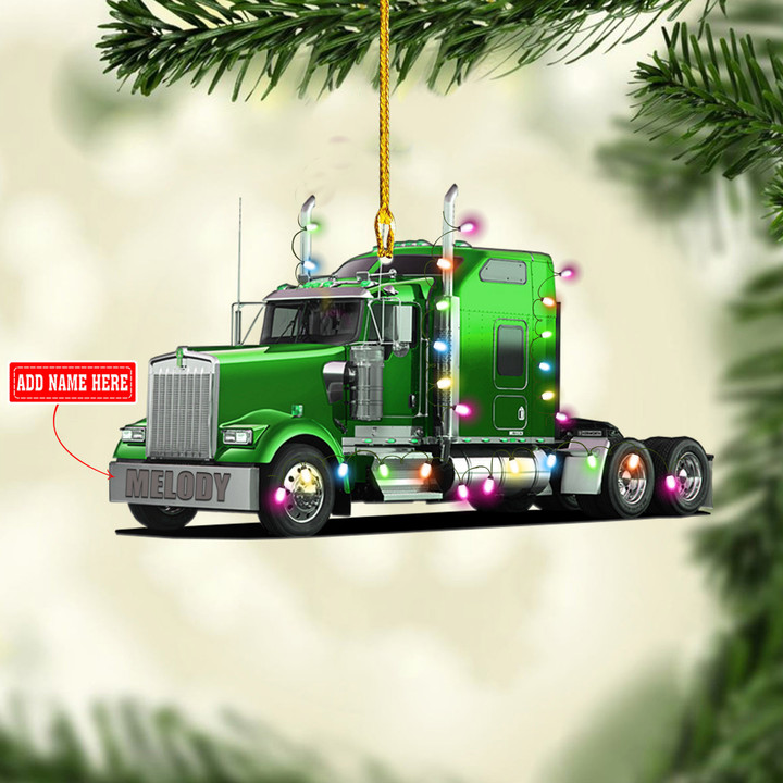 Personalized Green Truck NI1811013XR Ornaments, 2D Flat Ornament