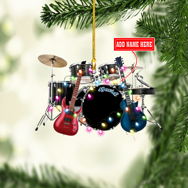 Personalized Drum Set And Guitar NI0212049YC Ornaments, 2D Flat Ornament