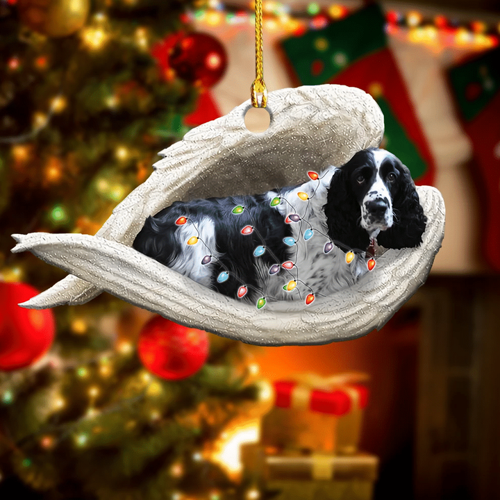 Sleeping Black And White English Springer Angel YC0611565CL Ornaments
