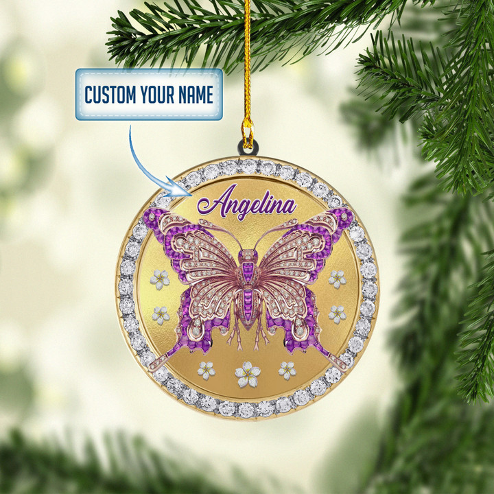 Personalized Butterfly Purple XS1011003YI Ornaments, 2D Flat Ornament